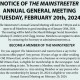 Notice of The Mainstreeter Annual General Meeting