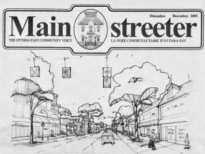 The front page of The Mainstreeter of December 2005 had an architect’s image of how Main Street might ideally look. Image by Lasley and Associates, Landscape Architect