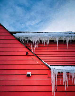 A different perspective of a common view. Red against the winter blue sky, Isabella Pizza with its angles and icicles caught photographer Susan Bahen’s beauty-seeking eye. It pays to take a closer look at unexpected subjects. Photo by Susan Bahen 