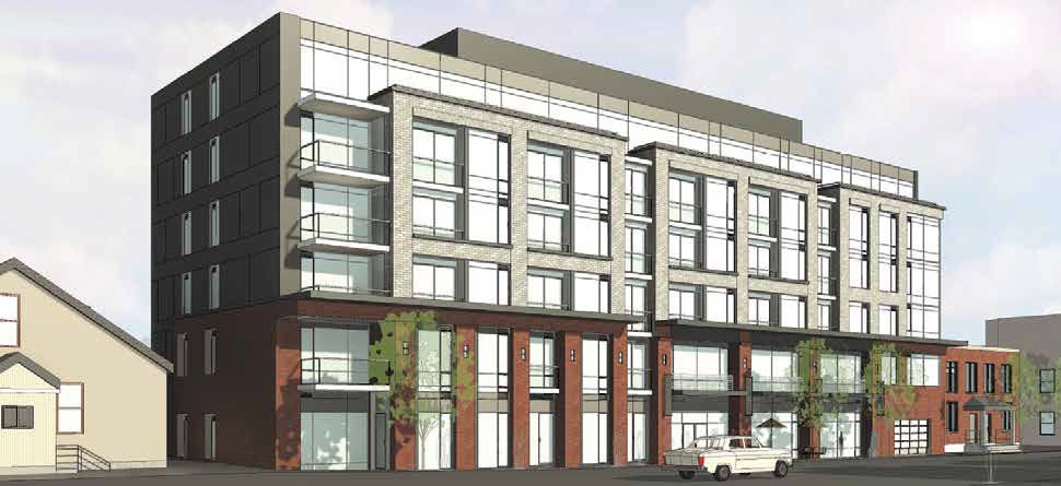 Pictured here is a 'precedent-setting' six-storey, 57-unit apartment building slated for the south side of Hawthorne Avenue east of Echo Drive. Image Supply by Fotenn Planning & Desgin 