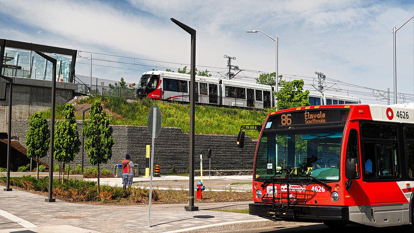 OC Transpo  LRT and Bus at  Hurdman station. Photo by  Mitchell Libby