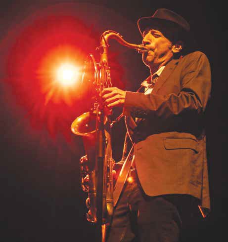Jordan also home on stage blowing hot jazz on his tenor saxophone.  Photo by Carissa Broeren
