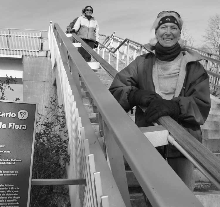 Glebe resident Beverly Shapiro appreciates the City’s decision to remove snow from the Flora Footbridge’s eastern stairs. Photo by John Dance