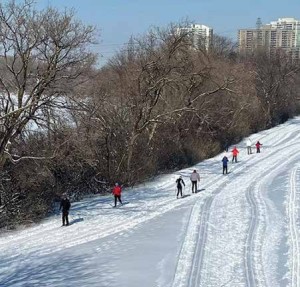 Lots of happy trail uses out on the Rideau Winter Trail on a sunny winter day. Photo Supplied